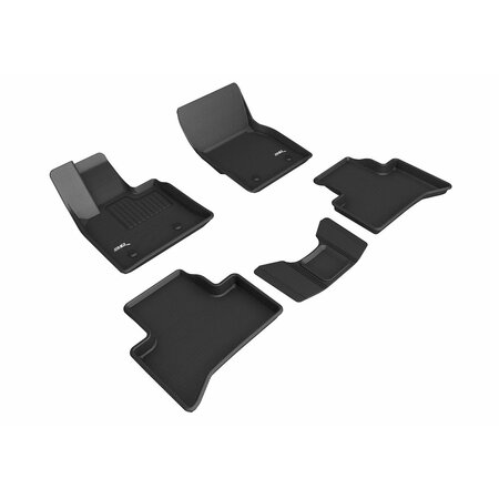 3D MATS USA Custom Fit, Raised Edge, Black, Thermoplastic Rubber Of Carbon Fiber Texture, 5 Piece L1AR00001509